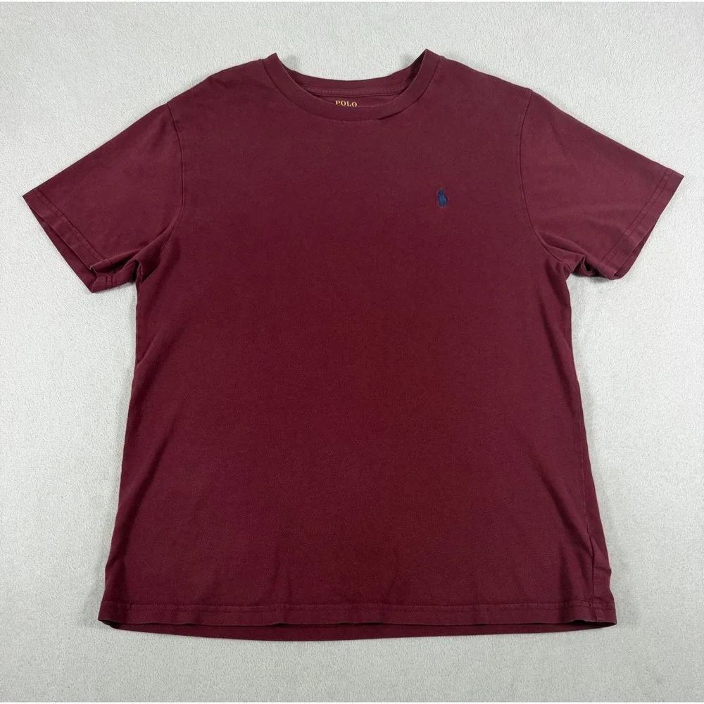 Polo Ralph Lauren Kids Burgundy Jersey Crewneck T-Shirt With Logo Size L/G